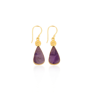 Pendientes Colgantes de Amatista Hechos a Mano para Mujer, con Baño de Oro Amarillo sobre Latón, Joyería de Moda para Boda - Product Image 1