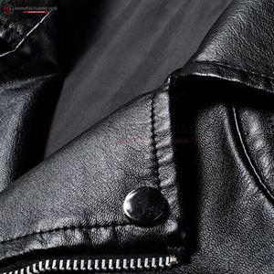 Chaqueta de cuero de invierno negra para hombre Chaqueta de cuero elegante de todos los tamaños con logotipo personalizado y etiqueta privada para hombre con cremallera - Product Image 4