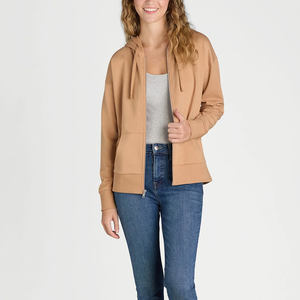 Sudadera con capucha y cremallera para mujer, personalizada, lisa, con forro polar, 1/4 de cremallera, antiarrugas, transpirable, 100% algodón, con hombros caídos y cuello alto - Product Image 4