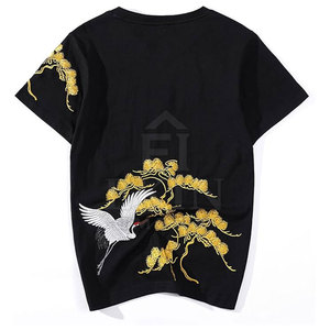 T-shirts brodés modernes pour hommes, tissu en coton doux, coupe confortable pour la mode streetwear et un look décontracté - Product Image 2