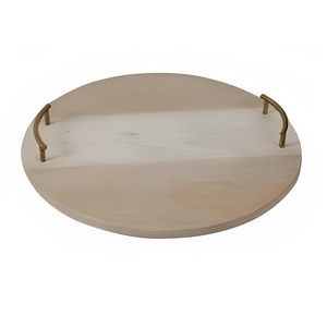 Hot Selling Custom Size Double-Shaded <b>Marble</b> Serving <b>Tray</b> Sustainable Tabletop Decorative <b>Tray</b> with Metal Handle for Home Use - Product Image 1