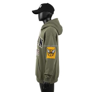 Sudadera con capucha de lana pesada para mujer 360GSM Mezcla de algodón Premium Bordado de chenilla verde Diseño de logotipo personalizado Sudaderas con capucha básicas para mujer - Product Image 3