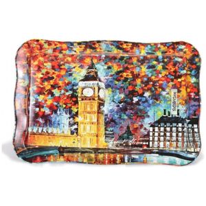 Bandeja de metal rectangular elegante de estilo árabe de 238x358mm con borde ondulado Afremov Big Ban Serving Platter hecho de nácar - Product Image 2