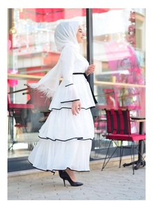 Abayat Women's Long Islamic Ramadan Muslim Dress Big Swing Satin Silk Marocain Robe Hijab Abaya Dubai Kaftan Cake Dresses Turkey - Product Image 3