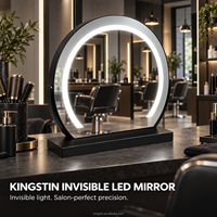 Kingstin Miroir LED Invisible 3 Températures de Couleur, Miroir de Table en Acier Inoxydable pour Salon, Barbier et Chambre