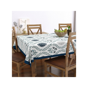 Nappe florale bleue en coton imprimé 54 x 84 pouces 165 GSM 200 TC Texture douce Motif botanique pour la maison et la salle à manger Vente en gros - Product Image 1