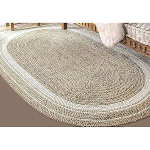 Tapis tressé écologique durable Tapis en jute épais en couleur jute Tapis tressé ovale pour salle à manger, cuisine ou couloir - Product Image 5