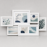 Cadre photo mural en MDF, vente en gros, best-seller, collage personnalisé pour la maison, tailles variées 5x5" 5x7" 5x12", cadre en bois, lot de 6 pièces