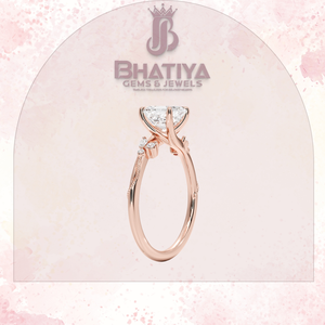 Asscher Cut 1-3 CT Center Stone Lab Grown Diamond The Camellia Milgrain Floral Diamond Ring IGI Certified 925 Silver For unsex - Product Image 4