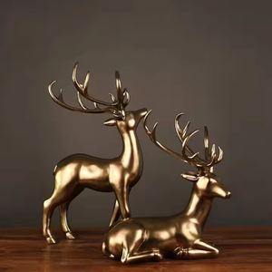 Juego de escultura de ciervo clásica más vendida de 2 estatuas de ciervos de Metal escultura hogar Hotel Decoración de mesa auxiliar por decor IMPEX - Product Image 1