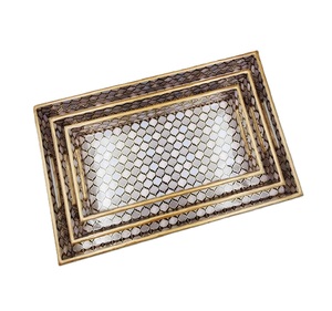 2025 decoración navideña Rectangular esmalte impreso mesa de madera bandeja de servicio precio al por mayor nuevo estilo bandeja de servicio de madera hecha a mano - Product Image 4