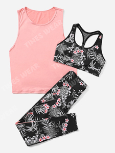 Ensemble de sport pour femme, 3 pièces à imprimé Tropical - Product Image 6
