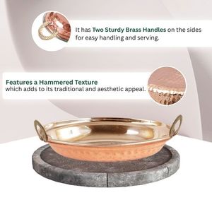 Vente chaude en acier et cuivre bol ovale plateau à vaisselle avec poignées en laiton gaufré pour servir des collations alimentaires dans les fêtes maison Restaurants - Product Image 6