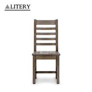 乡村农舍实木餐椅经典梯子靠背设计舒适的厨房和餐厅座椅