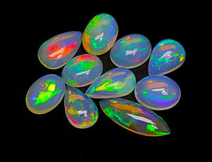 Authentique cabochon d'opale éthiopienne-Welo Loose Opal Lot - Multi Fire Flashy Stones For Jewelry - Product Image 4