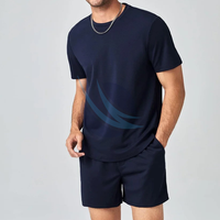 Conjunto de 2 Piezas para Hombre, Camiseta y Pantalones Cortos, Estilo Casual de Verano, Ropa Diaria, Transpirable, de Algodón, Estilo Hip Hop Urbano