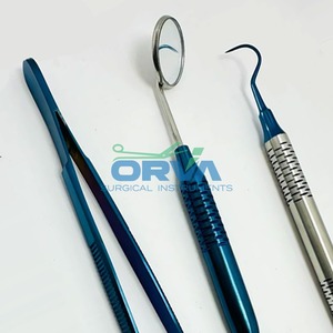 ชุดตรวจฟันออกแบบด้วยมือ | เครื่องมือทันตกรรมสเตนเลสคุณภาพสูง | มีหลายสี - Product Image 5