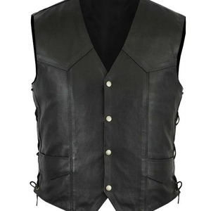 <b>Men</b> Leather Vest V-Neck Single Button Side-<b>Tie</b> Tank Top Punk Straight-Cut Open Cardigan Fashion Vest - Product Image 5