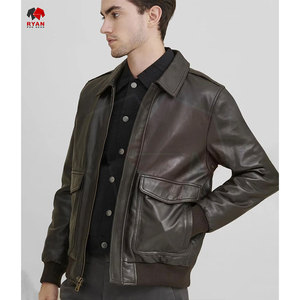 Veste en cuir pour homme, cuir véritable de haute qualité, couleur unie, logo personnalisé, OEM ODM disponible - Product Image 4