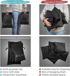 ขอบคุณ ถุงโพลีเมลเลอร์ 32x40 ซม. แบบมีหูหิ้ว ปิดผนึกด้วยกาวในตัว สีดำพิมพ์ลายทอง ทนทาน กันน้ำ ย่อยสลายได้ น้ำหนักเบา - Product Image 6