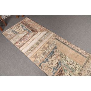 Petit tapis vintage 2,8x9,7 pieds, tapis turc géométrique beige - Product Image 2