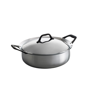 Casseroles élégantes avec bouton doré Ustensiles de cuisine tendance Hot Pot Casserole polie argentée brillante avec poignées - Product Image 4