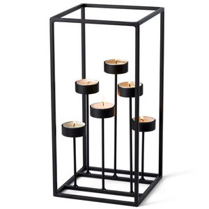 Porte-bougie en métal massif, or blanc, design classique, résistant à la chaleur, écologique, décoration de table de haute qualité pour mariage et fête - Product Image 1