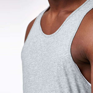 100% เสื้อกล้ามผู้ชายผ้าฝ้ายแท้คอแขนกุดคอถักแขนสั้นหลวมโอเวอร์ไซส์ระบายอากาศได้ดี - Product Image 5