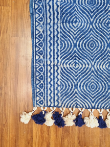 Alfombra Kilim azul tejida a mano, bloque de corredor, estampado de algodón, acolchado antideslizante, estilo Navajo hecho a mano para uso doméstico abstracto - Product Image 3
