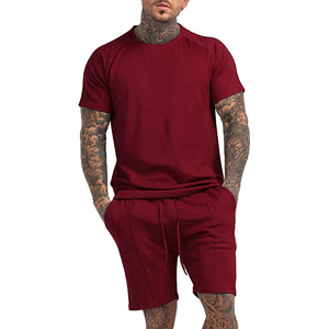 Ensembles de t-shirts et shorts d'été personnalisés pour hommes T-shirt court en coton respirant avec logo imprimé - Product Image 2