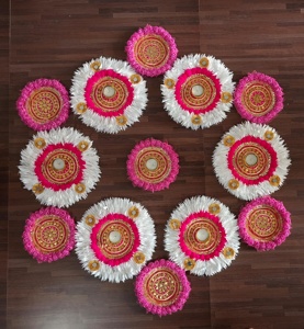 Rangoli Floor <b>Mats</b> Jasmine Floral Real Mirror T Light Candle Holder Wedding Decoration Night Party Decor Idea Housewarming Gift - Product Image 5