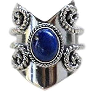 Anillo Boho con Piedra de Nacimiento de Septiembre, Hecho a Mano en Plata de Ley 925 con Incrustaciones de Lapislázuli, Diseño Ovalado Moderno, Regalo Perfecto para su Cumpleaños - Product Image 1