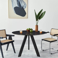 Base de table trépied moderne en métal noir robuste avec 3 pieds inclinés et plaque de montage pour table basse, table d'appoint, cuisine extérieure, bricolage