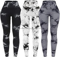 Legging de yoga taille haute pleine longueur grande taille délavé avec cordon de serrage en Spandex