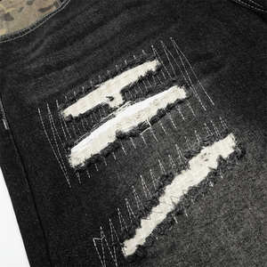 Écusson brodé personnalisé délavé à l'acide Short en jean mi-taille pour hommes Distressed Vintage Streetwear Shorts design graphique Hip Hop - Product Image 4