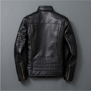 RACER NEGRO DE CUERO GENUINO CHAQUETA DE BIKER CHAQUETA DE CUERO PARA HOMBRE Chaqueta de cuero Biker Chaquetas de motocicleta Pu Chaqueta de cuero de imitación - Product Image 4