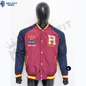 Veste universitaire d'hiver pour homme Broderie en chenille Design baseball Lettreman Bouton avant debout Coupe-vent Écologique Vente en gros - Product Image 2