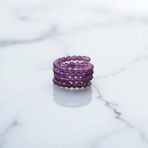 Tiny Amethyst Gemstone Beads <b>Ring</b> - Handmade Spiral Design <b>Ring</b> - Gift for Women - Gemstones <b>Ring</b> - Product Image 1