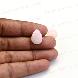 Cabochon en forme de poire poli à la main en quartz rose naturel de haute qualité 12x16mm bijoux faits à la main en or 14 carats avec pierres précieuses en vrac - Product Image 1