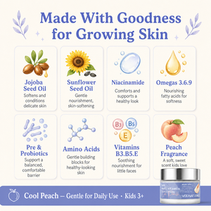 OEM Kinder Multi-Vitamin Gesichtscreme Cool Peach Mild Sanfte Feuchtigkeitspflege Gesichtscreme mit Jojoba, Sonnenblume und Niacinamid - Product Image 3