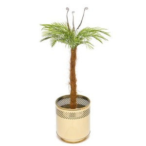 Luxurious Steel Gold Planter Elegant Lightweight Garden <b>Pots</b> with Artificial Flowers 1 <b>Plant</b> Capacity Enhancing Outdoor <b>Decor</b> - Product Image 5