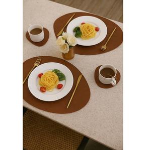 Non-Slip Heat-Resistant Easy to Clean Washable Dining Table Mats for Kitchen Indoor Outdoor <b>Leather</b> <b>Placemat</b> - Product Image 1