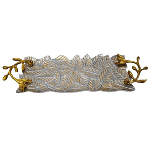 Plateau de service rectangulaire en argent plaqué luxe avec poignées en forme de fleur d'anémone, décoration d'intérieur en métal et vaisselle pour hôtel et restaurant - Product Image 6