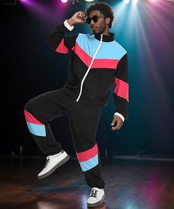 ชุดวอร์มเรโทรสำหรับผู้ชาย80S และ90s แจ็คเก็ตกันลม70s ชุดฮิปฮอปวินเทจ2ชิ้นสำหรับฮาโลวีนหรือแฟชั่นทุกวัน - Product Image 2