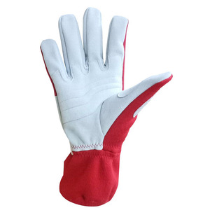 Red Full Finger Racing Gloves White Panels Hook Loop Closure Non Slip Breathable Outdoor Activities Car Driving Sports Gloves - Product Image 3
