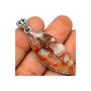 925พลอยควอตซ์ hematoid จี้เงินแท้ทำด้วยมือพร้อมฐานหนามเตยจี้แฟชั่นสำหรับผู้หญิง - Product Image 5