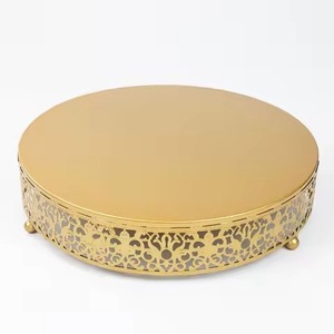 Support à gâteau pliable à 3 niveaux en aluminium de qualité standard, design martelé, finition brillante, plateau à gâteau pour anniversaire et mariage - Product Image 5