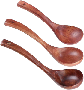 Look traditionnel vaisselle en bois naturel cuillère à soupe louche tourneur longue soupe de riz écumoire cuillères de cuisine look designer - Product Image 1