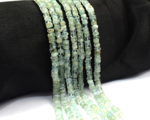 Aigue-marine faite à la main en forme de Heishi brins de perles couleur unie composants de bijoux en pierres précieuses cadeau pour elle - Product Image 2