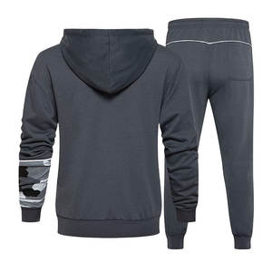 Survêtement à glissière avec veste à capuche Survêtement d'entraînement à glissière pour coureurs Survêtement à glissière en polyester avec pantalon de jogging - Product Image 6